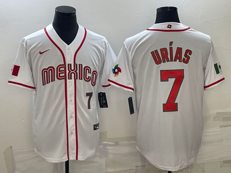Men 2023 World Cub Mexico #7 Urias White Nike MLB Jersey18